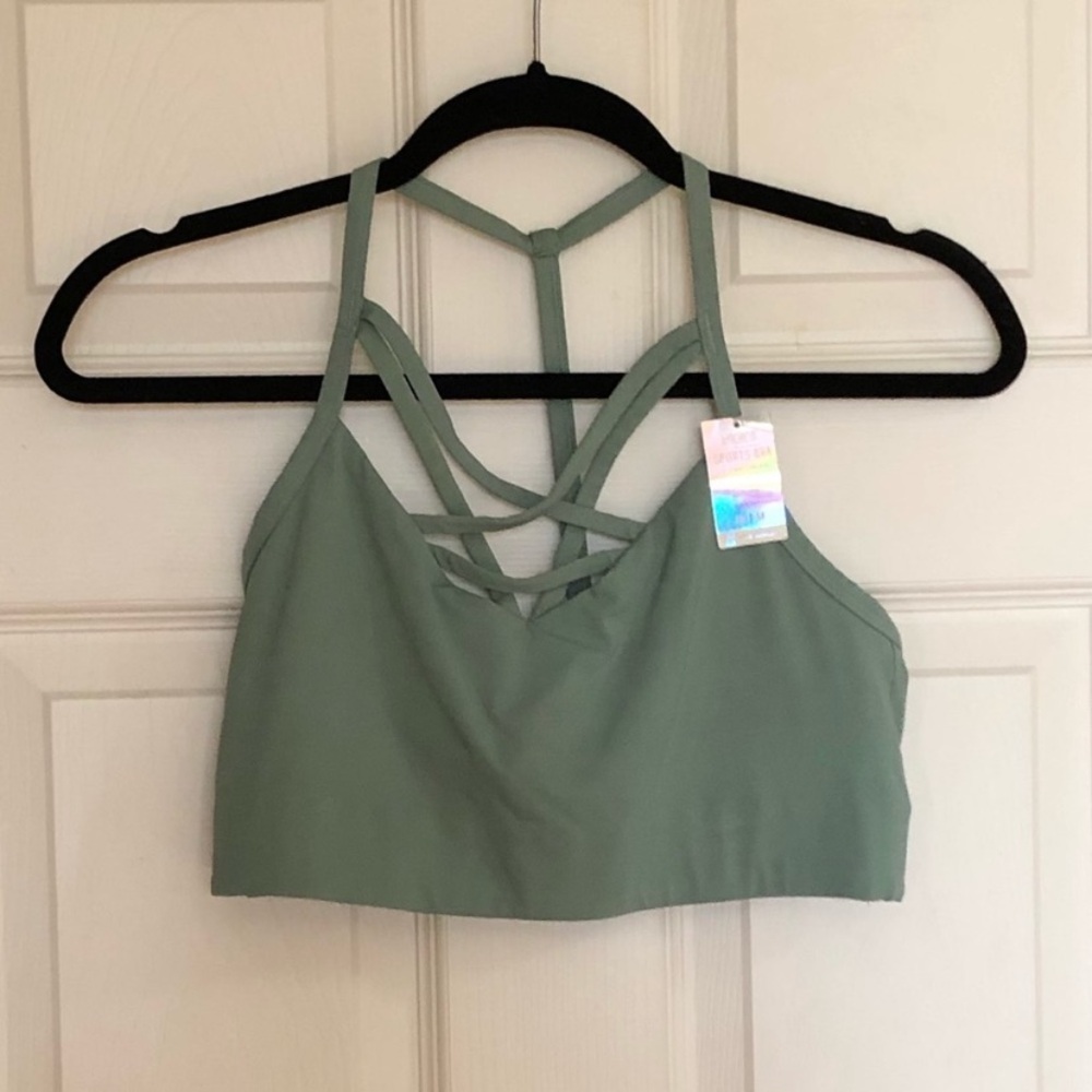 PINK Victoria's Secret Sage Green Strappy Bralette